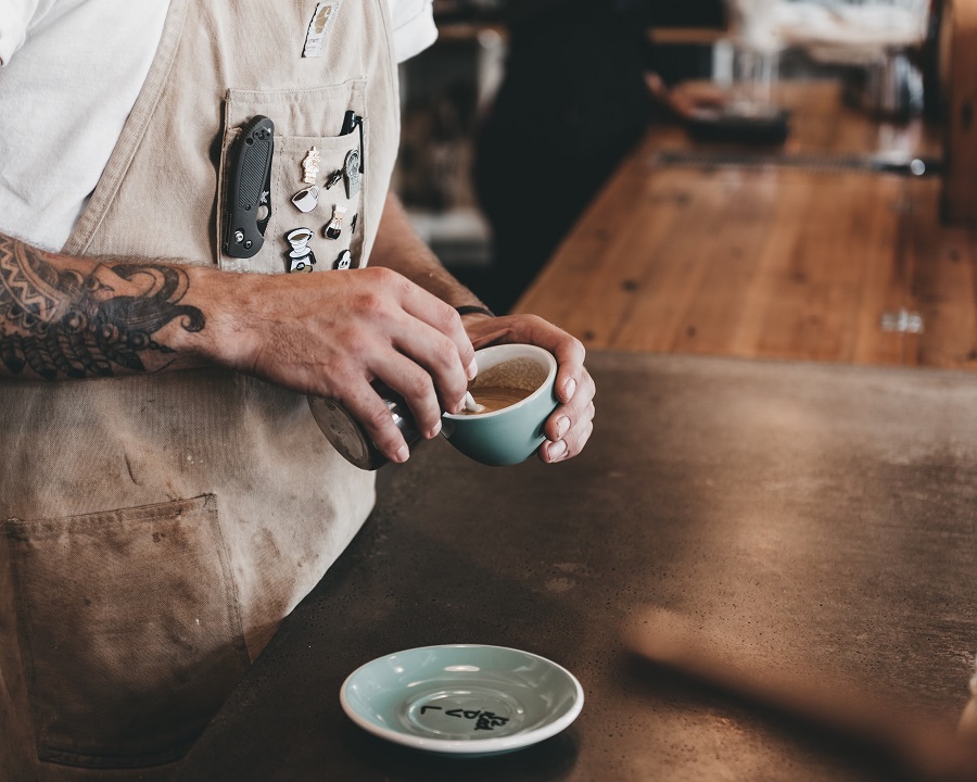 pouring an espresso shot