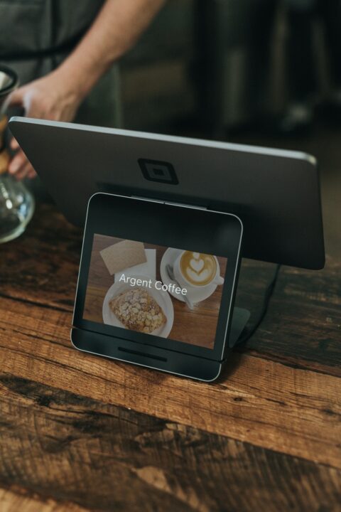 a Square POS system in a coffee shop